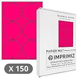 Papel autoadhesivo rosa y mate / adhesivo permanente.