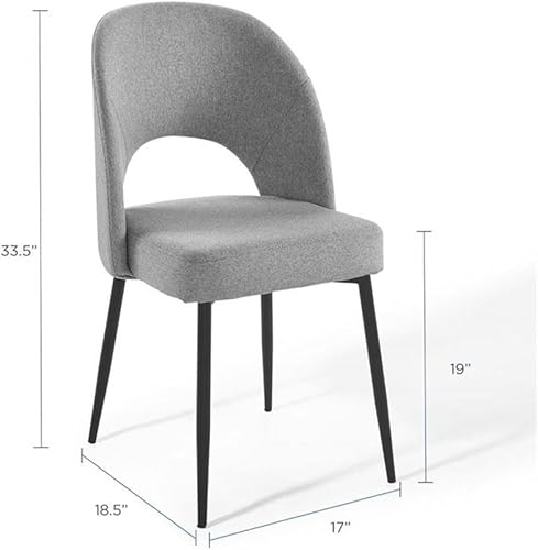 Miniatura 3 de Modway Rouse - Silla auxiliar de tela tapizada para comedor, color negro y gris claro
