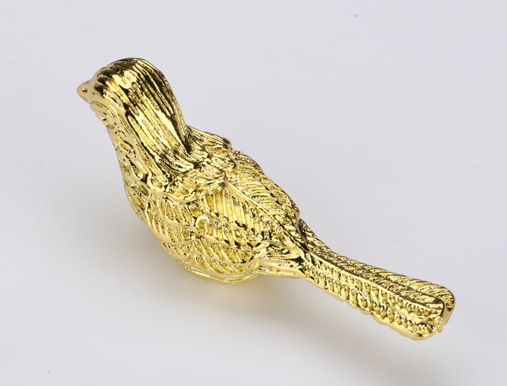 4 Pack Brass Drawer Pull Knob，Gold Drawer knobs Bird Shaped Kitchen Cabinet Knobs Dresser Cupboard Hardware Handles (K Gold, Knob)