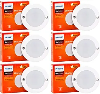 Philips 3W StarSurface Striker Cabinet Warm White Flush Mount Ceiling Lamp (Pack of 6)