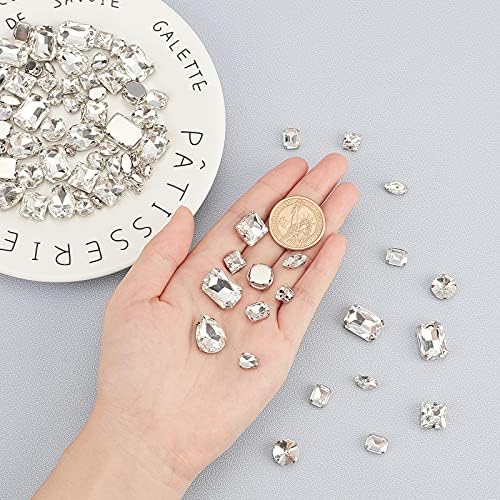 GORGECRAFT 100PCS Mixed Shapes Sew On Rhinestones Tear Drop Crystal Rhinestones Flatback Gemstones for DIY Crafts Jewelry Clothes Bag Shoes Dress,Clear - 2