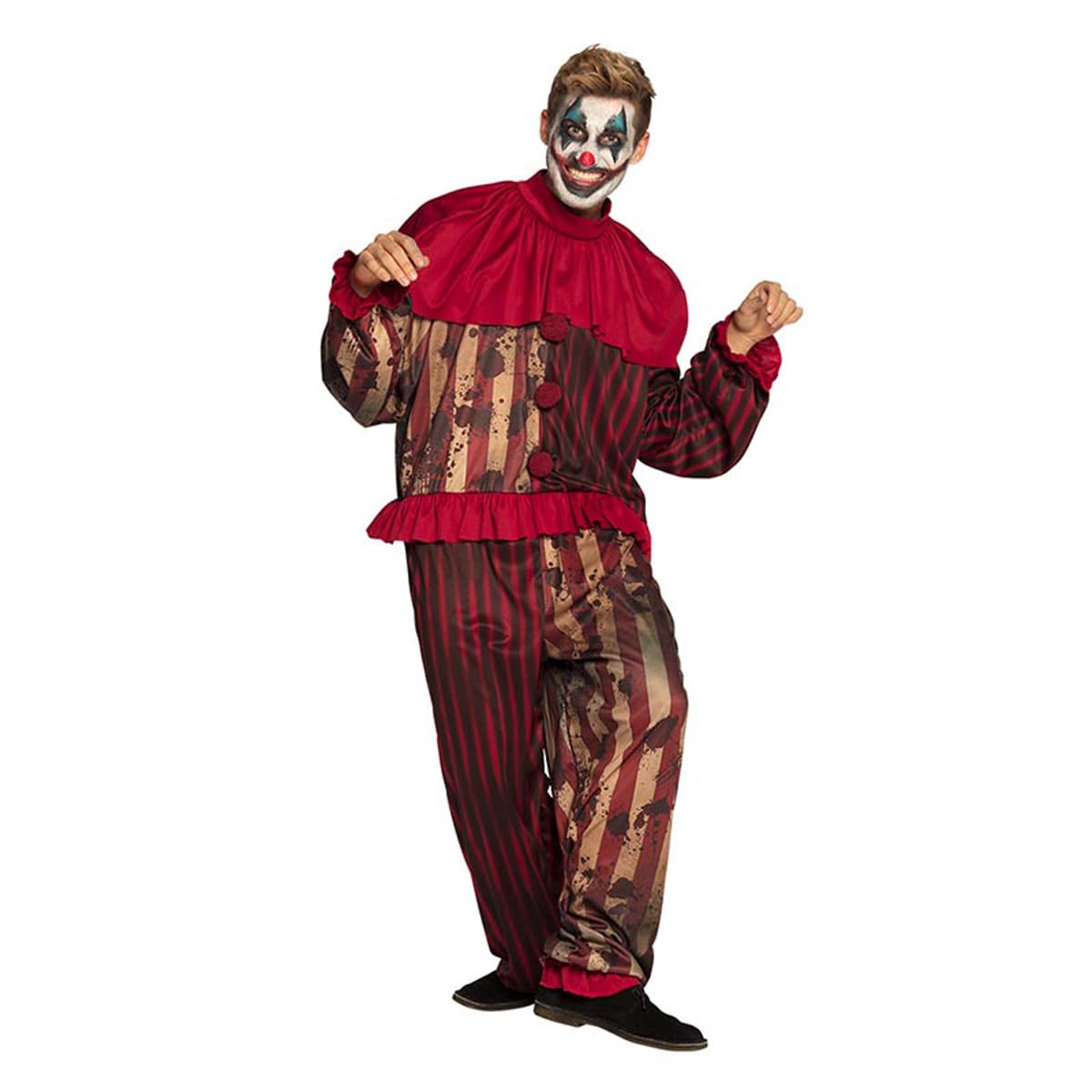 Boland - Costume Clown di mezzanotte, tuta con colletto, uomo, horror, clown, psicopatico, Halloween, carnevale, festa in maschera
