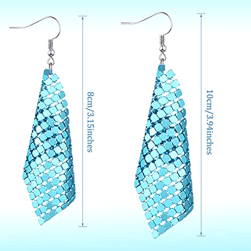 6 Pairs Sequin Dangle Earrings Mesh Grid Tassel Drop Colorful Sequin Earrings for Women Trendy Charms Bridal Wedding Jewelry (Simple Style, Large)3