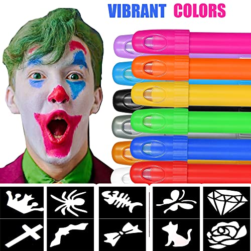 Jim&Gloria Face Paint Kit With Gold And Silver 12 Colors Large Washable Face & Body Painting Crayons With Stencils Kids Toddlers And Adults Gifts Crafts For Christmas Stocking Stuffers Safe For Sensitive Skin #TOP3