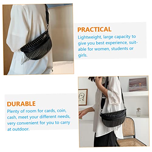 Women Rivet Studded Bag Lightweight Phone Pouch Stylish Tassel Shoulder Purse for Daily Use Capacity for Cards Cash and Essentials for Students and Outdoor Activities2