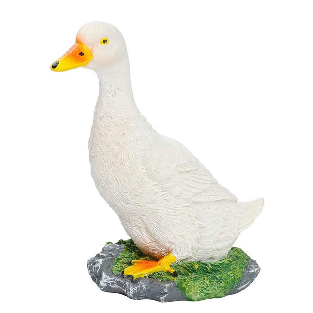 Licsaliwe White Duck Statue, Resin Garden Decor - Duck Figurine For Outdoor Yard, Pond, Patio Sculpture Ornament