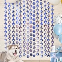 MENSTARSI Blue Dog Birthday Party Supplies, 2 Pack Blue Dog Paw Party Decorations, 3.3x6.6ft Paw Tinsel Foil Fringe Curtains, Puppy Photo Booth Prop Backdrop Streamer, Birthday Decor, Party Decor