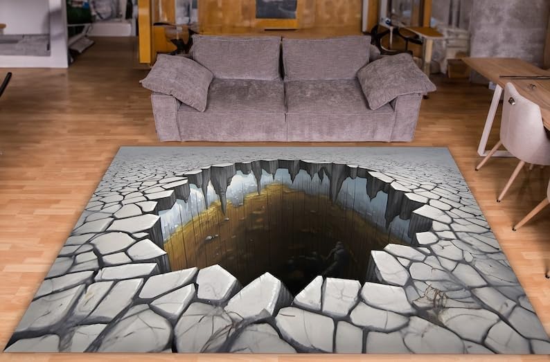 Amazon.com: SATIGI Personalized Optical Illusion Rug Ground Crack ...