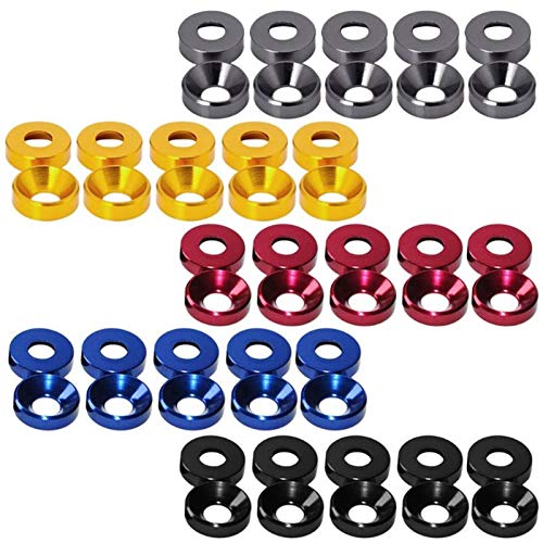 Rondelles coniques M5 en aluminium bleu pour finition mécanique de précision
