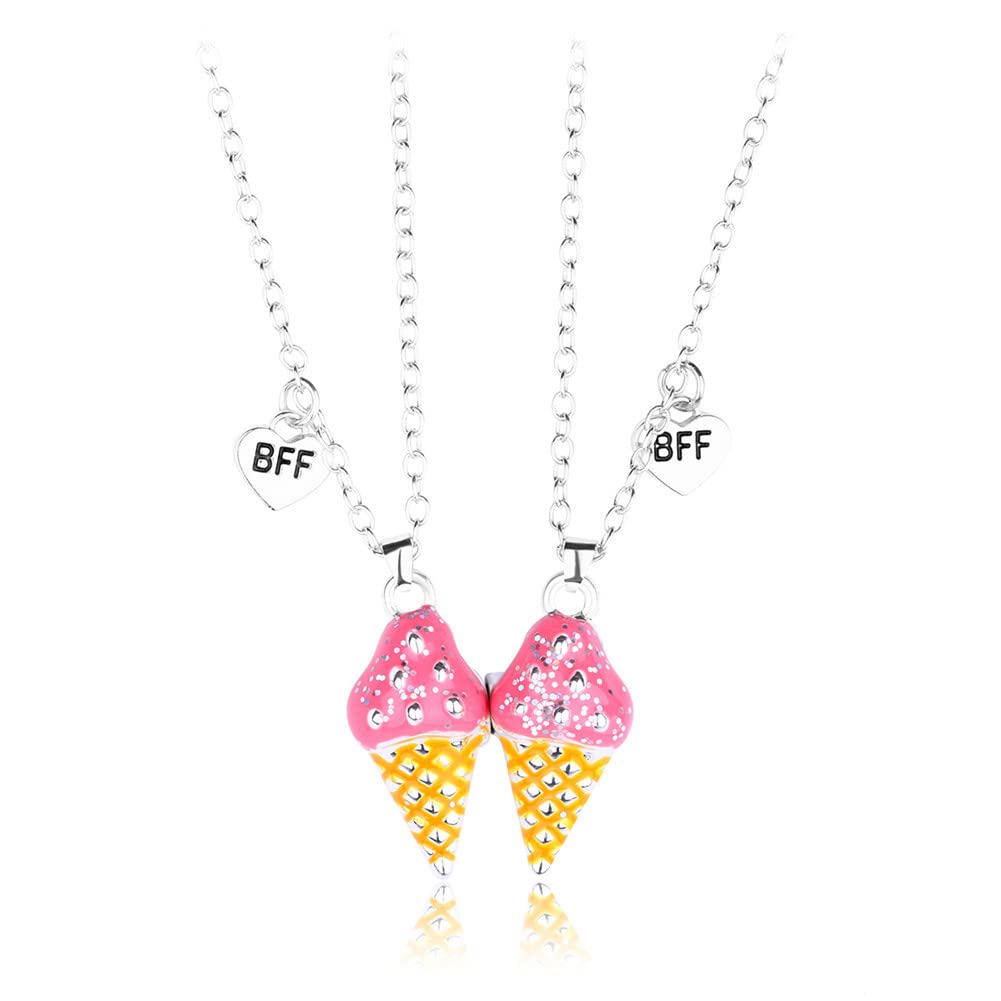 Hifunny Ice Cream Necklace Cartoon Best Friend Ice Cream Matching Pendant Necklace for Women Men Couple Jewelry