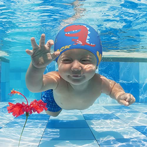 Image of 3 Pieces Kids Swim Caps for Boys Girls Waterproof Swimming Cap Pool Cap for Kids Child Swim Caps for Toddler Youth (Vivid Style)