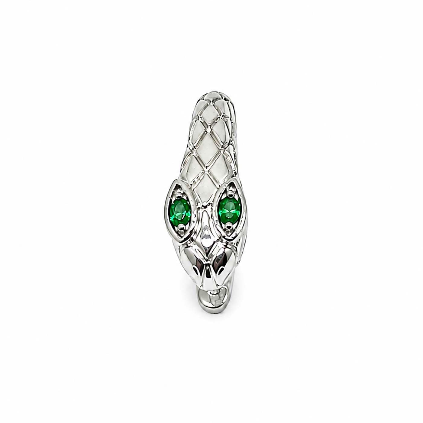 (1 Piece) Unisex Stainless Steel Silver Snake Head Stud Earrings with Green Cubic Zirconia Stone Eyes Trendy Animal Design Earrings for Men & Women Lightweight Fashion Jewelry-image-42