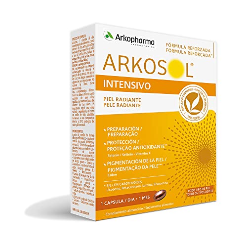 Arkopharma Arkosol Intensivo 30 Cápsulas, Bronceado Desde el Interior, Todo Tipo de Piel, Prepara y...