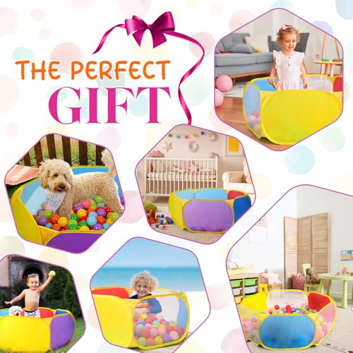Eocolz Bällebad für Kinder, großes Pop-Up-Ballgäbe für Kleinkinder, Spielhaus, Baby-Laufstall, mit Basketballkorb und Aufbewahrungstasche mit Reißverschluss, 120 cm (Multicolor no mesh)