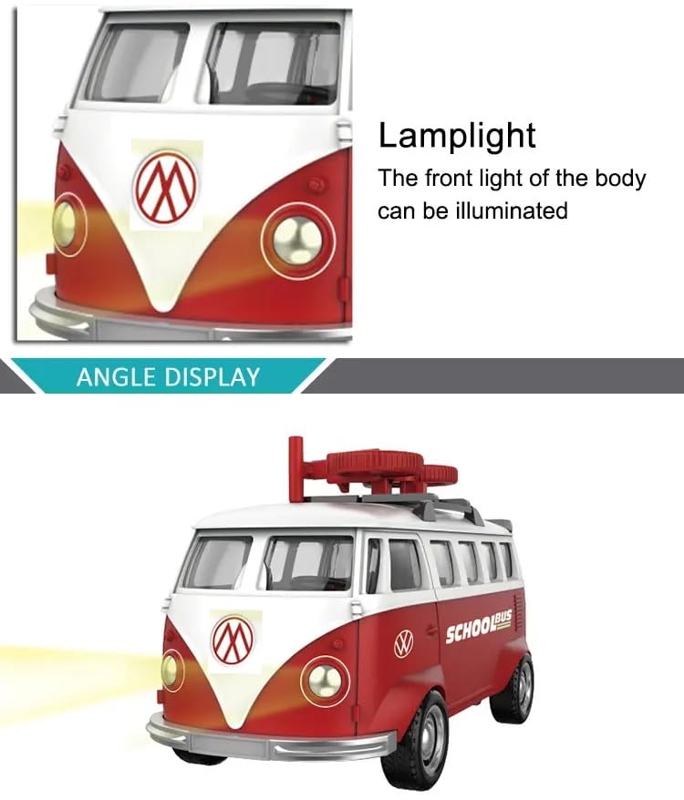 Image of Magicwand 1:36 Scale Die-Cast Metal Bus Van【Pack of 1】 with Openable Doors,Pull Back Action【Multi-Colored】