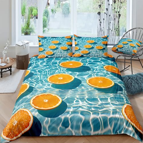 Housse de couette douce microfibre 140x200 cm orange à fermeture éclair