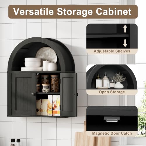 Image of ChooChoo Arched Wall Cabinet, Double Door Medicine Cabinet with Shelf