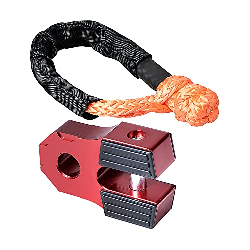 Astra Depot Winch Accessory Red Winch Shackle Mount Flat Towing Hook with Iron Pin & Rubber Guard-30,000 lbs & 1/2