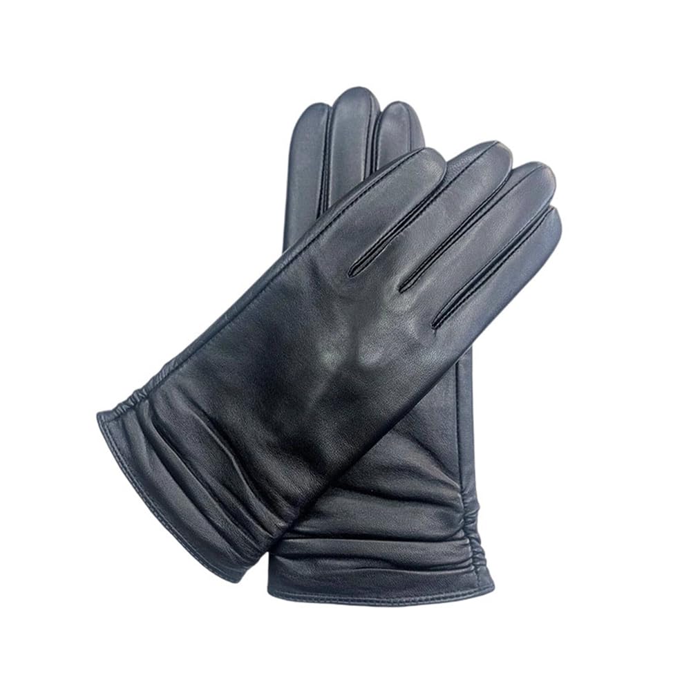 Damskie skórzane zimowe ciepłe rękawiczki z podszewką polarową z pełnymi palcami | Gruba podszewka z polaru, Multi Outdoor Scene Fit, solidny materiał skórzany, standardowy krój na pełne palce.