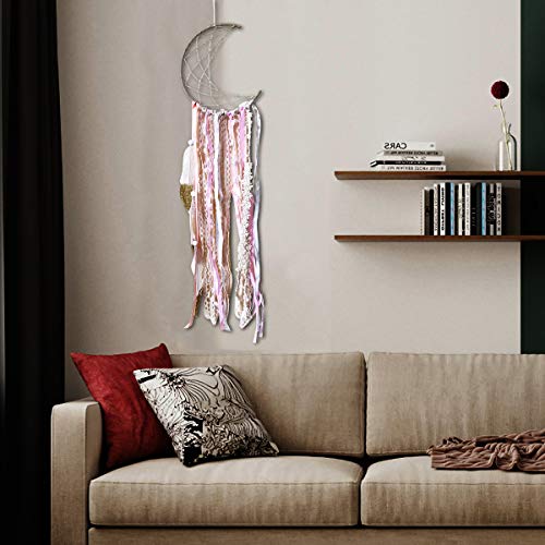 image for JOXJOZ White Feather Dream Catchers for Kids, Handmade Moon Dream Catc