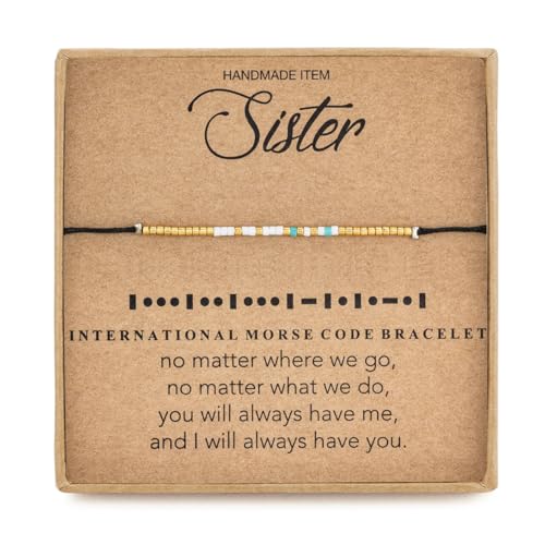 RareLove Sister Morse Code Beaded Bracelet Birthday Gifts from Sister
