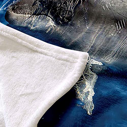 Couverture polaire microfibre flanelle 150x200cm plaid baleine bleu doux