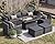 NICESOUL® 9 Pieces High Back Large Size PE Rattan Outdoor Patio Furniture Sectional Sofa Sets with Dual Natural Gas Propane Firepits Table, Wicker Conversation Sets Modern Luxury Grey