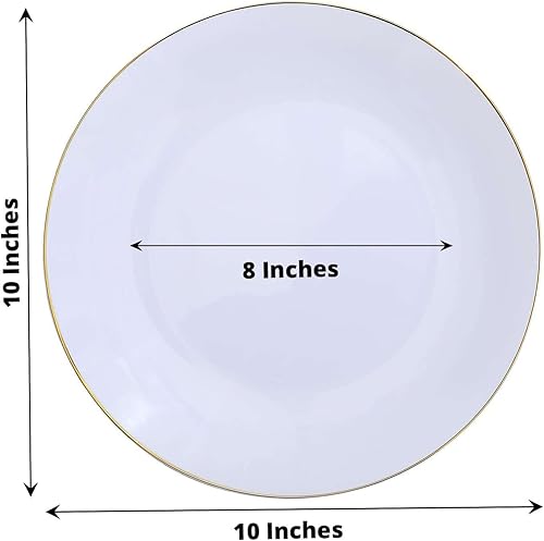 Miniatura 63 de Efavormart - Paquete de 10 platos redondos de plástico martillado transparente de 9 pulgadas para aperitivos de postres con borde dorado, plato