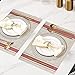 DACHUI Placemats Set of 4, Soft & Elegant Woven Vinyl Place Mats, Water Resistant, Heat Resistant, Washable, Durable Table Mats (Red Stripes)
