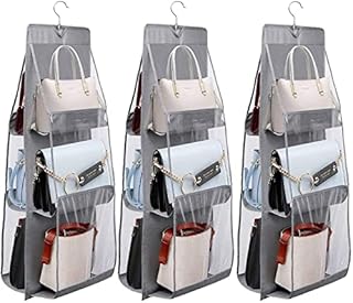 Saijer Hanging Handbag Organizer, 3 PCS Handbag Storage Organiser Wardrobe Handbag Organiser Pockets Shelf Bag Handbag Storage Bag Purse Hanging Organizer Nonwoven Hanging Closet Organizer 6 Pockets