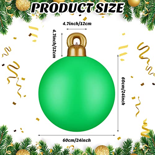 2 Pieces 24 Inch Giant Pvc Inflatable Christmas Decorated Ball Ornaments Outdoor Large Xmas Blow Ball Decorations For Outside Holiday Yard Lawn Porch Decor (Red, Green, Solid) #TOP1