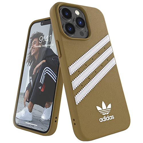 adidas Originals Coque de Protection conçue pour iPhone 13 Pro 6.1 - Résistante aux Chutes - Bords surélevés - Résistante aux Chocs - Beige doré