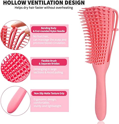 Detangling Brush./Hair Detangler Hair Brush for Curly Hair, EZ Detangler hair brush, Detangler Brush for Afro 3a to 4c Kinky Wavy/Curly/Coily/Wet/Dry/Oil/Thick/Long Hair (Pink) - Image 4