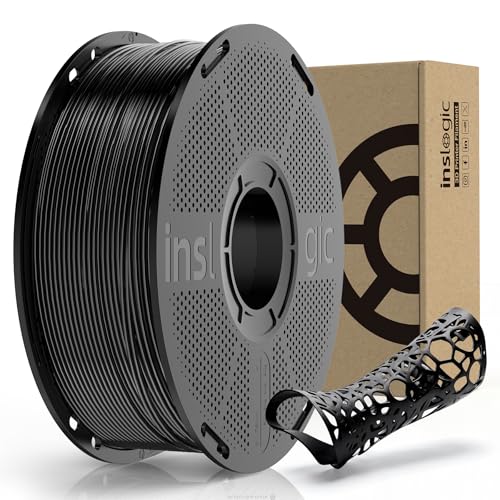 Inslogic Pre-Dried TPU Filament 1.75mm Flexible TPU 90A 3D Printer Filament Black 1KG Tough & Easy to Print High Elasticity & Skin-Safe Fit Most FDM 3D Printers