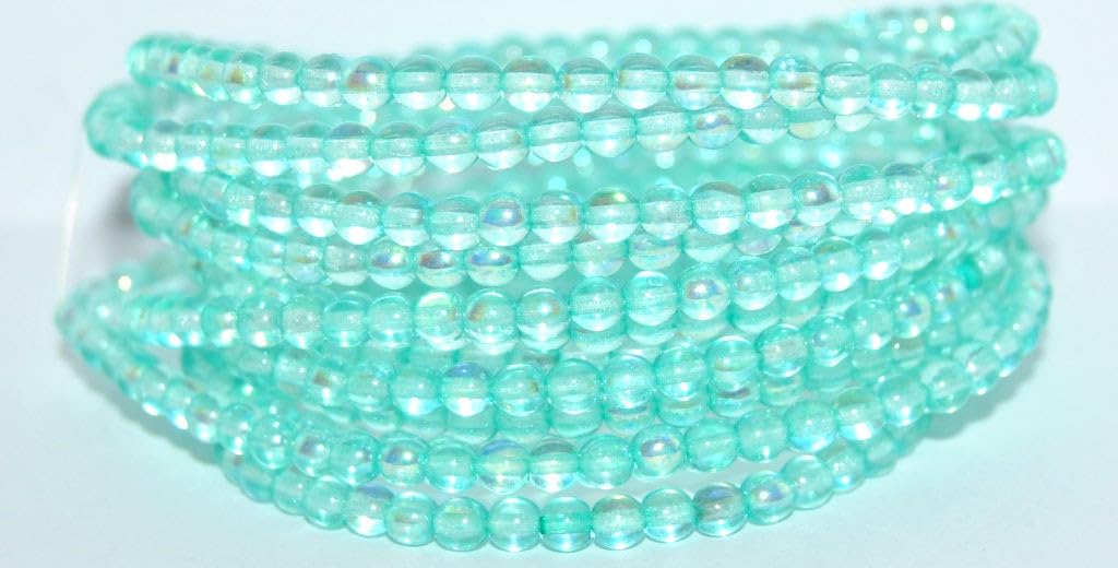 600 pcs Round Pressed Glass Beads Druck, Crystal Ab 34309 (00030-AB-34309), 4 mm, Glass, Czech Republic