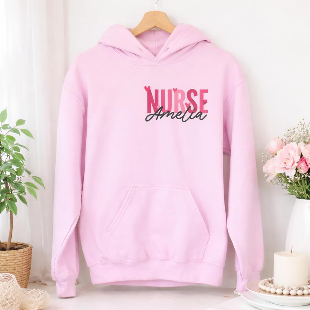 LOVELYPOD Custom Nurse Valentine Sweatshirt Hoodie, Personalized Nurse Valentines Day Gift, Personalized NICU Sweatshirt Hoodie - Image 3