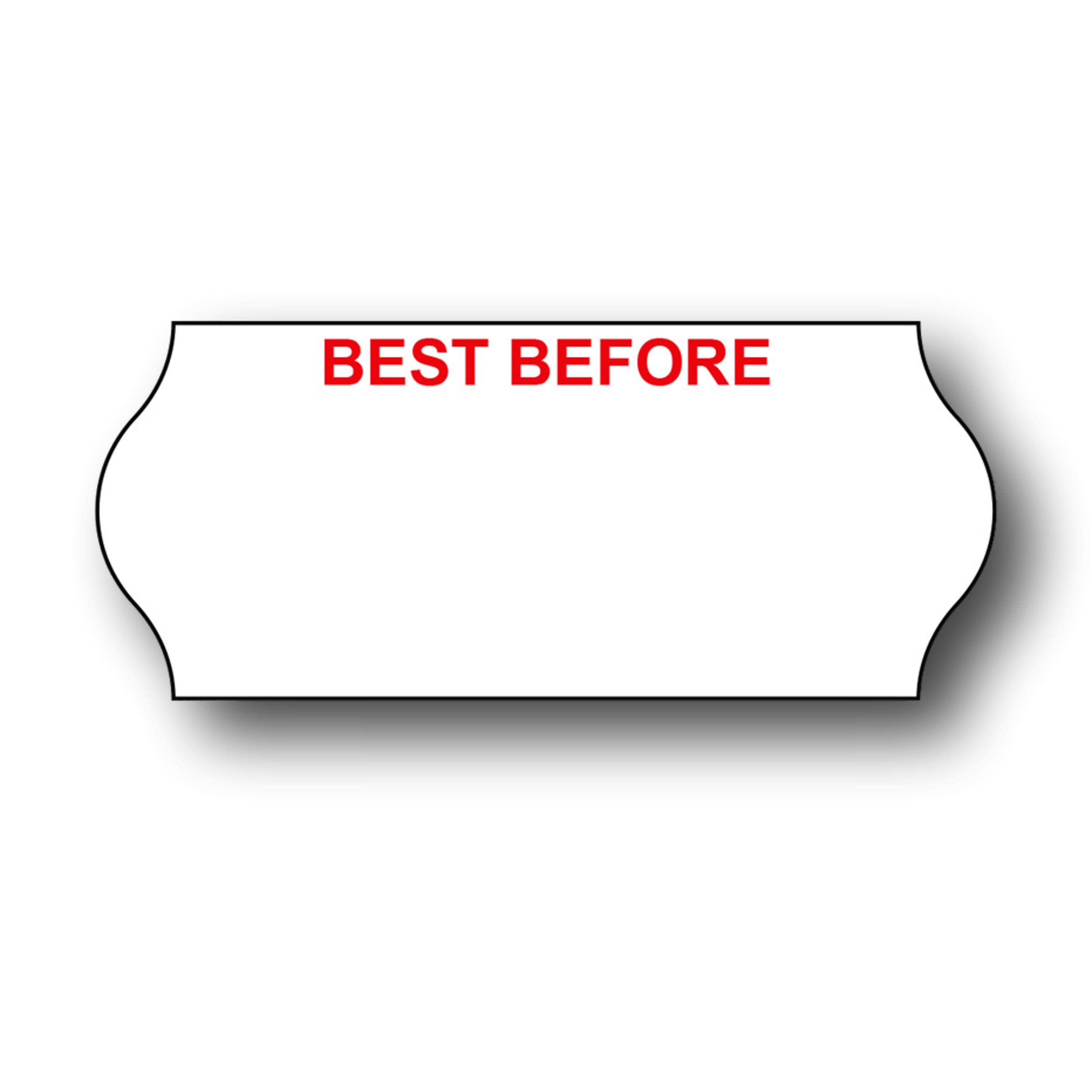 EPOSGEAR CT4 26mm x 12mm (26x12) White Pre-Printed Best Before (BBE) Permanent Adhesive Date Marking Price Gun Ticket Labeller Labels (45,000 Labels (30 Rolls))