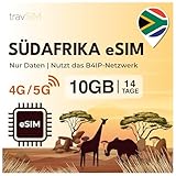 eSIM Südafrika travSIM | Landesweite Abdeckung – Johannesburg, Kapstadt, Durban + | Südafrika eSIM hat 10GB – gültig für 14 Tage | Nutzen sie Google, Facebook, Whatsapp und mehr – Keine gebühren