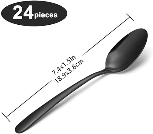 Miniatura 15 de Unokit Juego de cucharas de cena – Cuchara de acero inoxidable de 24 piezas (6.7 pulgadas), postre, mesa, cucharas de cubiertos solo para el hogar