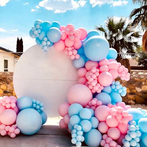 Image of Lukiituke Pink and Blue Balloons, 12in Gender Reveal Latex Balloons 57Pcs