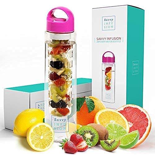 Savvy InfusionFruit Infuser Water Bottle - BPA Free Insulated Water Bottle, Reusable Water Bottle with Fruit Infuser, Easy-to-Clean Gym Accessories for Women, Sports Water Bottle, Outdoors