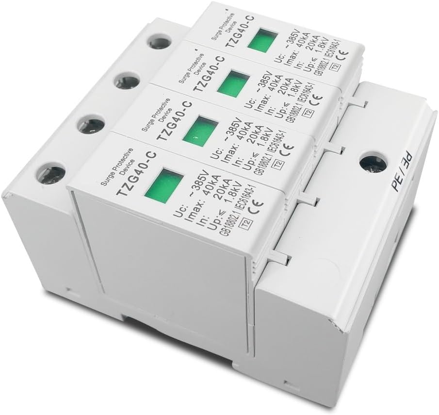 AC SPD 4P 3P+N 10-20KA 20-40KA 30-60KA 275V 385V House Surge Protector Protective Low-Voltage Arrester Device(420V,20-40KA)