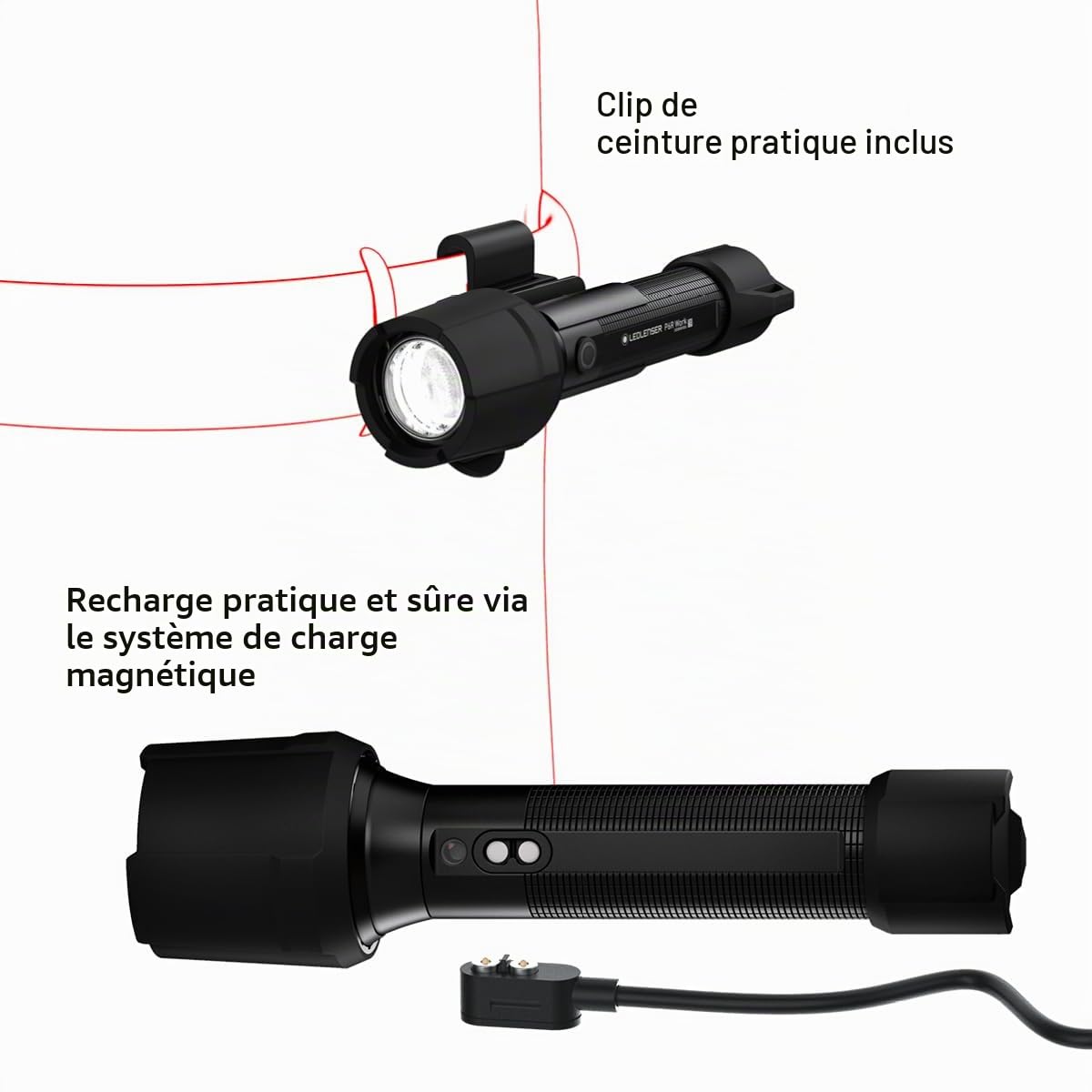 Ledlenser P6R Work Lampe torche rechargeable, 850lm, 230m, étanche IP68 | Mise au point réglable, 187g, 45h d'autonomie, protection en caoutchouc, IRC élevé, idéale plombiers, électriciens | 2020