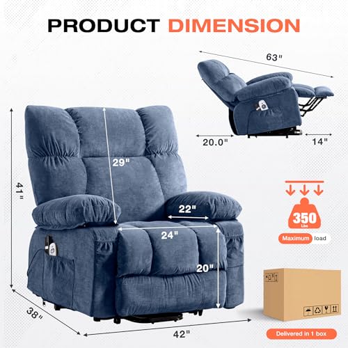 Image of MAHOMICO Power Lift Recliner Chair for Elderly with Vibration Massage and Lumbar Heating, Electric Lift Recliner Sofa with USB Charging Port and Side Pocket for Living Room Comfort