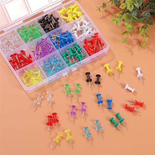 150 Pcs Push Pins, 12 Colors Standard Thumb Tacks Steel Point and Plastic Head, Push Pins for Bulletin Board, Thumb Tacks for Cork Board and Wall image 8