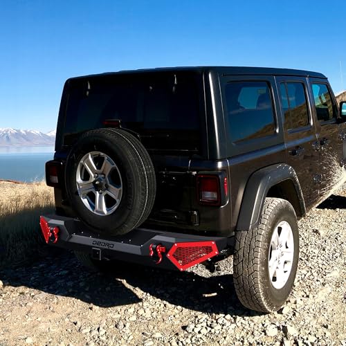 Image of OEDRO Rear Bumper w / 2 LED Lights Fits for 07-18 Jeep Wrangler JK 4Dr / 2Dr