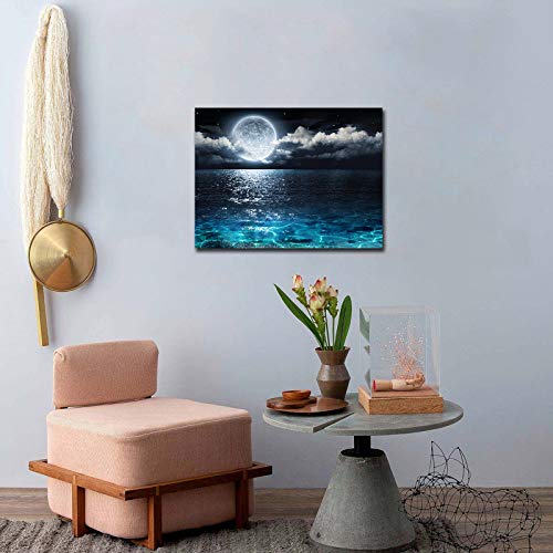 Hai dou ya Blue Moon Canvas Wall Art Painting - Wall Decor Modern Ocean Landscape Pictures Room Decoration Print Poster Artwork for Living Room Bathroom Home Decorative Framed Ready to Hang 12x16inch - Cosy Home Interiors Hai dou ya Blue Moon Canvas Wall Art Painting - Wall Decor Modern Ocean Landscape Pictures Room Decoration Print Poster Artwork for Living Room Bathroom Home Decorative Framed Ready to Hang 12x16inch - Image 5