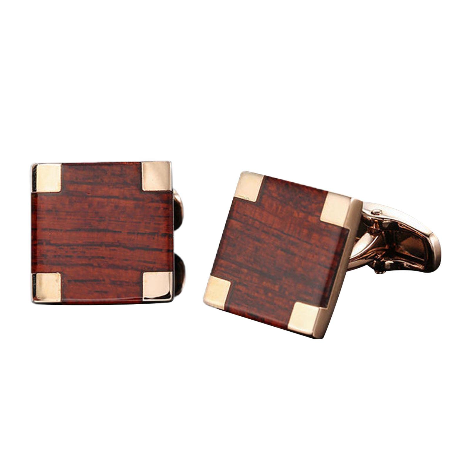2Pcs Stylish Men's Cuff Links Wedding Unisex Party Cloth Gift Dark brown-image-23