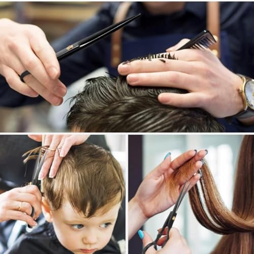 Image of Professional Hair Shears 6.5 inch Black Blind Hole Sharp Hair Scissors Hair Cutting Scissors Barber Scissors Barber Shears Haircut Scissors