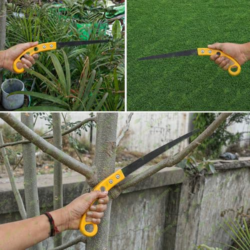 Image of Anandi Greens Heavy Duty Pruning Saw 35 cm Sharp Steel Blade Multipurpose Hand Saw for Branch Tree, Wood Cutting, Bamboo & Garden Pruning Gardening Mini Portable Hand Saw (Yellow)